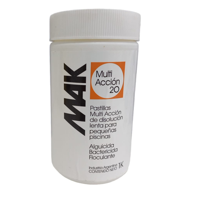 Pastilla Triple Acción para Pequeñas Piletas MAK de 20g x 1kg