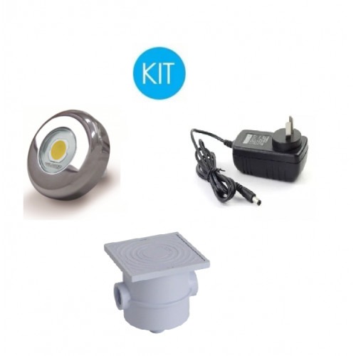 Kit Luces P/ Pileta, 1 Power Led 9w blanca + fuente